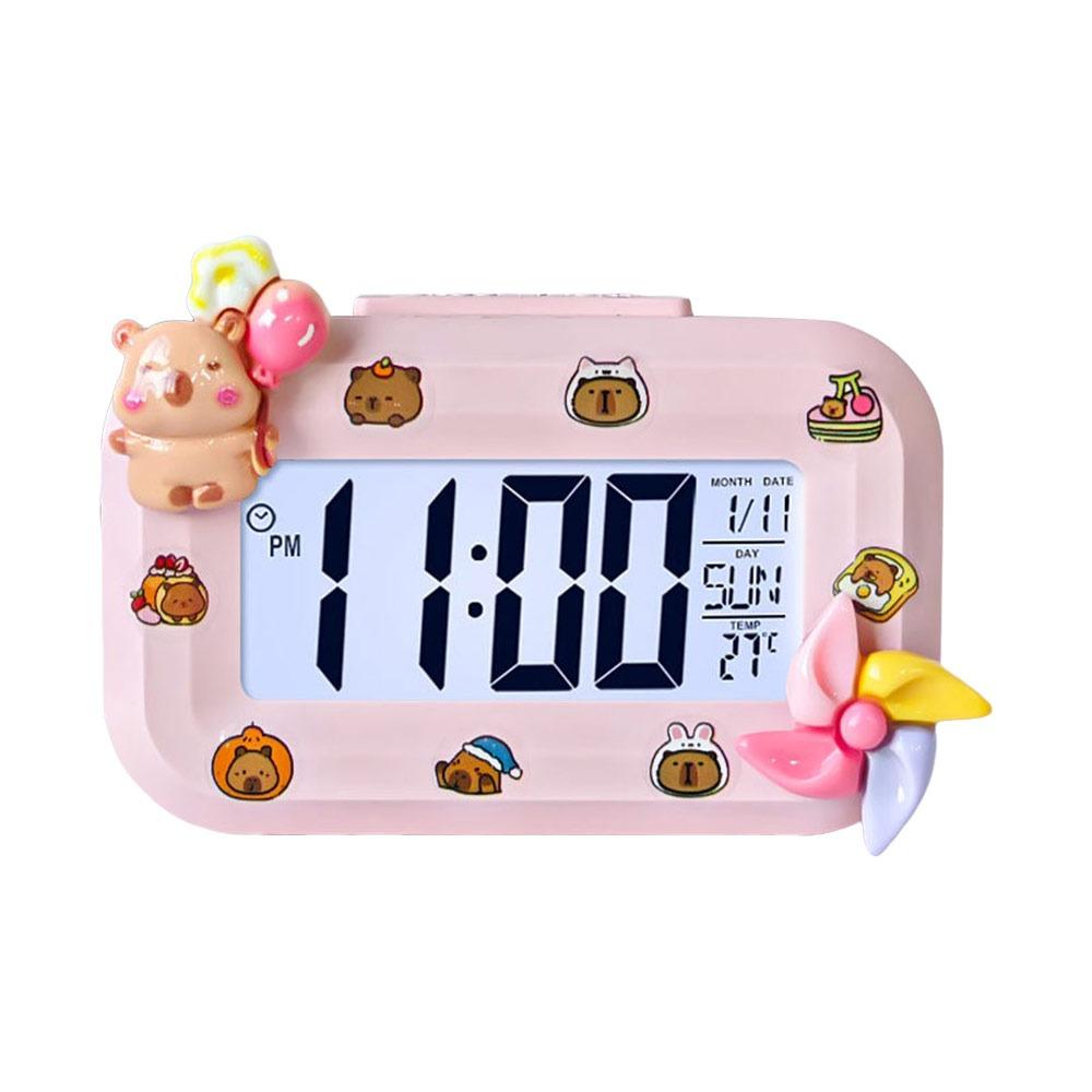 Mini Capybara Alarm Clock Cartoon Desktop Clock Cute LED Digital Clock  Student Dormitory