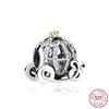 925 Sterling Silver Heart Paw Clear Snowflake Sparkling Crown Pumpkin Charm Bead Fit Woman's Bracelet