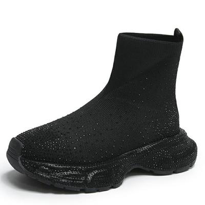 Модные 5 см высокие ботильоны с круглым носком и хромой модные блестящие удобные нескользящие дышащие износостойкие женские носки