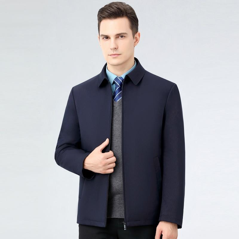 Осенне-зимнее мужское утолщенное теплое пальто, повседневная куртка-пуховик с отложным воротником для папы среднего возраста