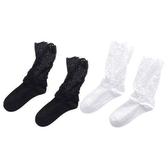 1 пара осенне-зимних женских кружевных носков, сетчатые, прозрачные, однотонные, сексуальные, эластичные, средней длины, для повседневной носки