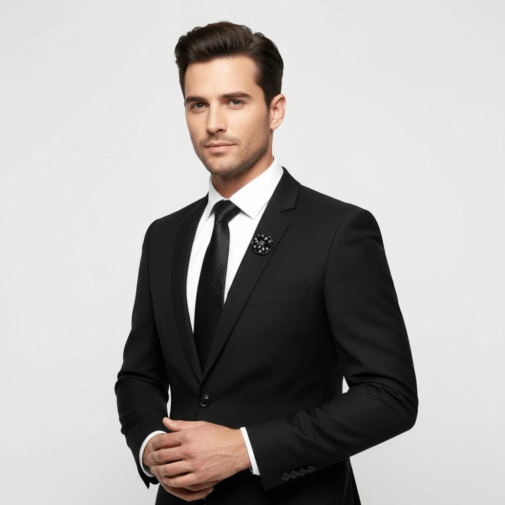 Однотонный мужской галстук Цветочный ретро-галстук Классический черный галстук Рубашка