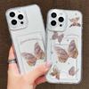 Card Slot Holder Silicone Wallet Pocket Case For Samsung S25 S24 S23 Ultra Xiaomi Redmi Note 13 12 11 iPhone 17 16 14 Pro Max Cover Clear Phone Bumper