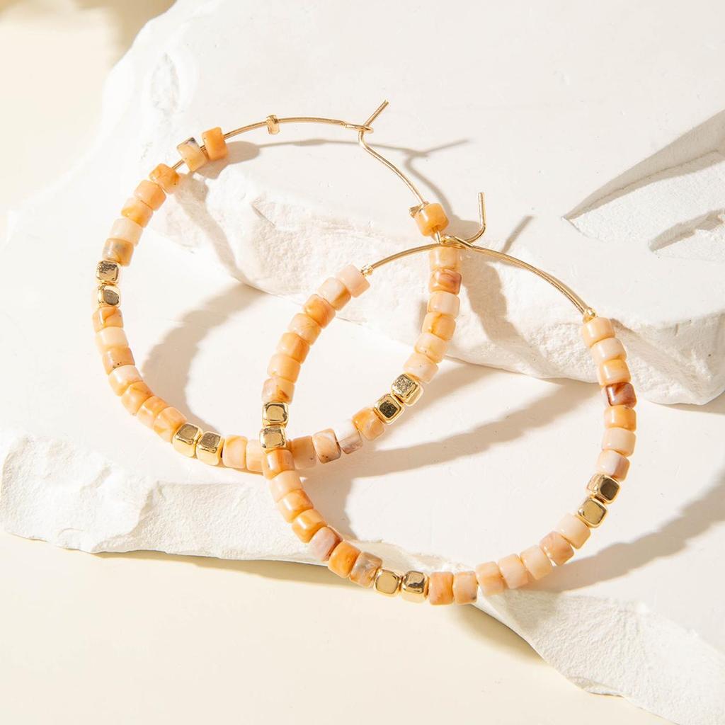 Новые Серьги в Французском Стиле Легкая Роскошь Женские Украшения Ретро Мода Универсальные Серьги Смола Цветное Золото Бусины Ювелирные Изделия