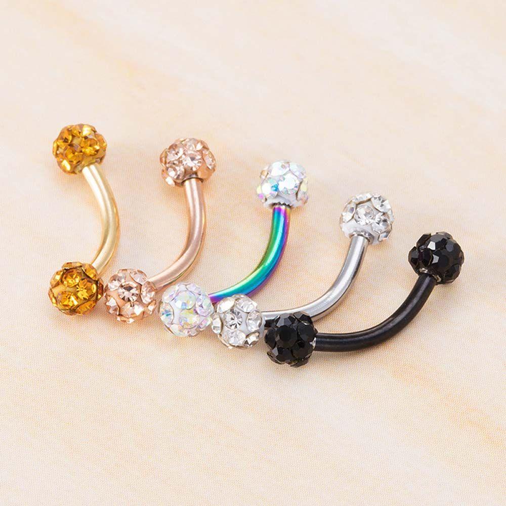 Stainless Steel Rhinestone Piercing Ring Ball Nose Ring Eyebrow Stud Fake Lip Stud Piercing Jewelry