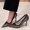 Fashion 2025 Spring And Summer New Style Women Pumps Pointed Toe Slip-on Women Shoes Mesh Elegant High Heels Shoes Zapatos De Mujer