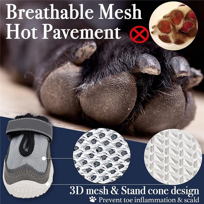 Дышащая обувь для собак, светоотражающие прочные нескользящие ботинки для собак, защита лап для щенков на открытом воздухе, резиновая подошва для пеших прогулок и бега