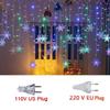 Christmas Snowflakes LED String Lights Flashing Fairy Curtain Lights Waterproof For Holiday Party Wedding Xmas Decoration