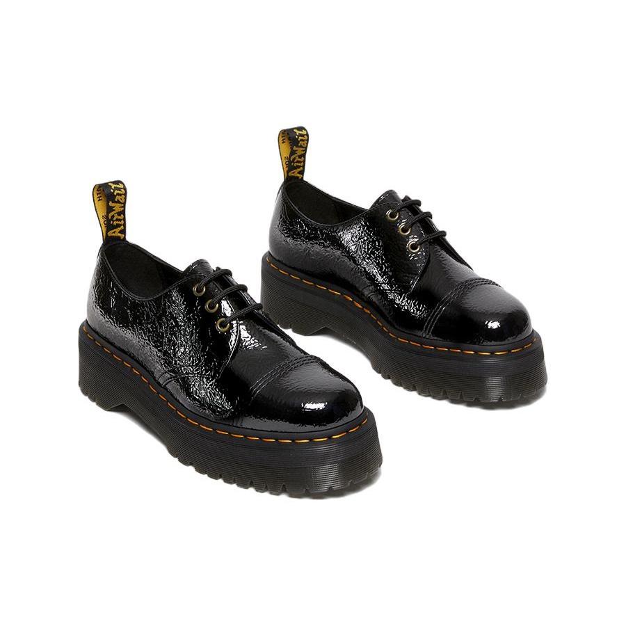 Dr. Martens 1461 Платформенные туфли из потертой лакированной кожи 'Черный' Унисекс 27716001
