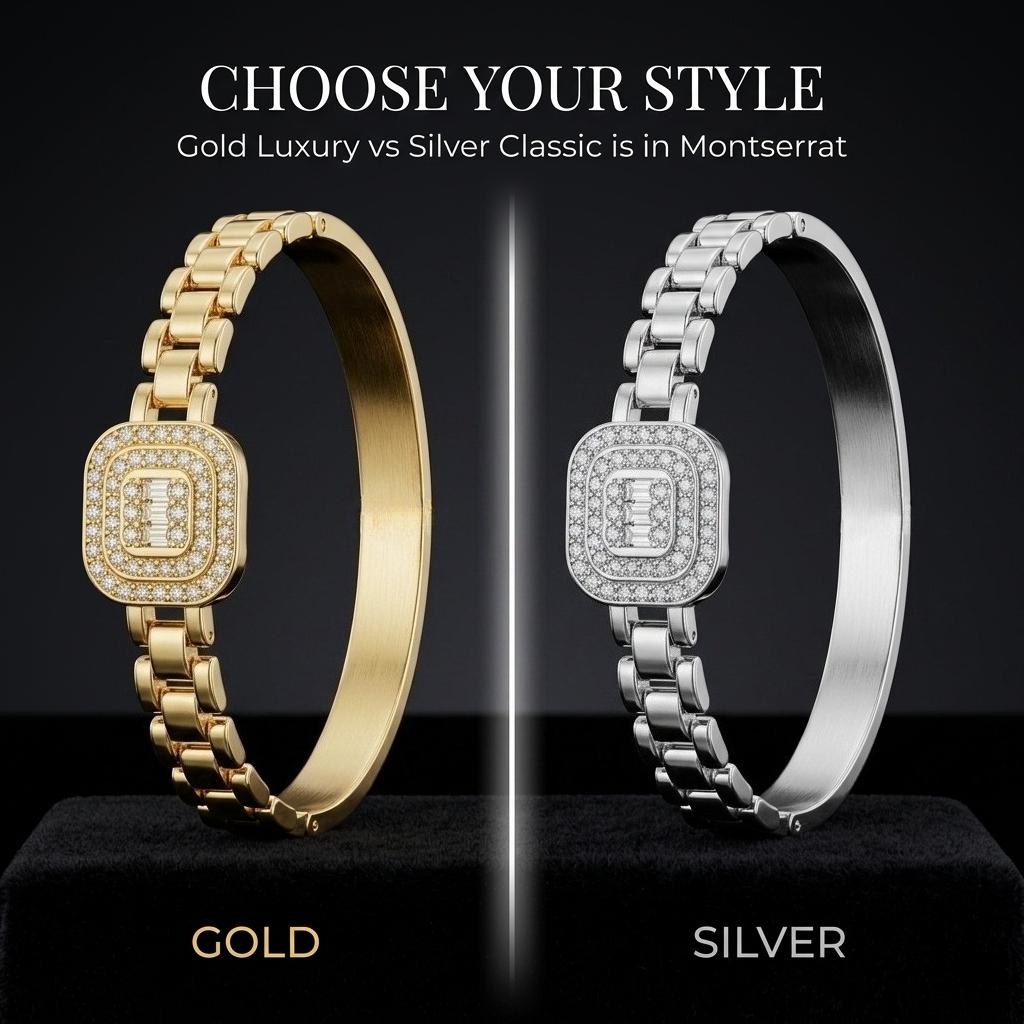 Elegant Gold Color Snap Bracelet Stainless Steel Zircon Chain Bangle Luxe Feel Women's Jewelry (60mm Inner Diameter)