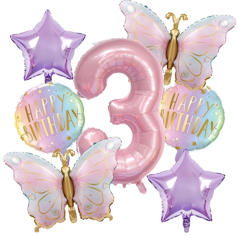 Pink digital butterfly aluminum foil balloons and purple star balloons are suitable for butterfly themed parties and birthday