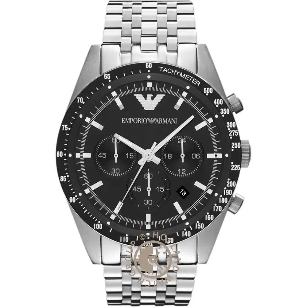 Emporio Armani Историческая коллекция Черное Серебро Нержавеющая Сталь Мужской Кварцевый Хронограф AR5988