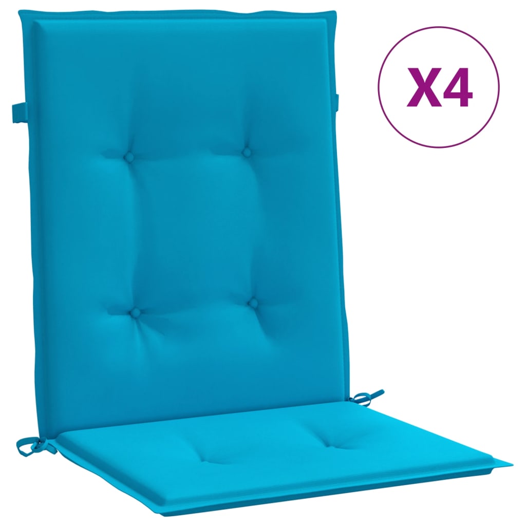 Garden Chair Cushions for Low Back Chairs 4 pcs Blue 100 x 50 x 3 cm