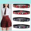 Fashionable Flower Decoration Checkered Pattern Women Wide Waistband Daily For