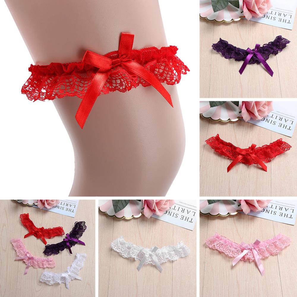 Women Lingerie Wedding Bridal Bowknot Suspender Lace Floral Leg Garter Belt