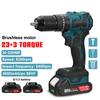 Electric Screwdriver Brushless Cordless Impact Drill 3 IN 1 25+3 Torque Mini Wireless Power Driver with 1/2pcs Li-Ion Battery