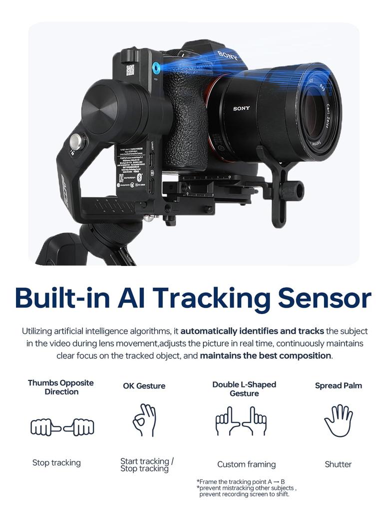 FeiyuTech SCORP Mini 2 Kit Camera Stabilizer Handheld Gimbal для беззеркальных цифровых зеркальных камер A7III Canon R6 Nikon Z30 Fujifilm GoPro Smartphone AI Tracker