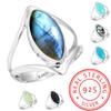 Кольцо из стерлингового серебра 925 пробы, женское украшение с драгоценным камнем, подарок на День благодарения, аквамариновый халцедон, ракушка-ушка, синий солнечный камень, лабрадорит, пренит