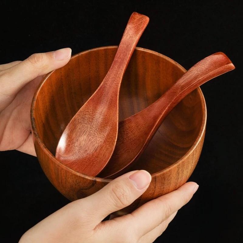 Деревянная ложка с длинной ручкой, короткая ручка, суповая ложка, корейская кухня, приготовление пищи, японская кухонная утварь, ложка для рамэна