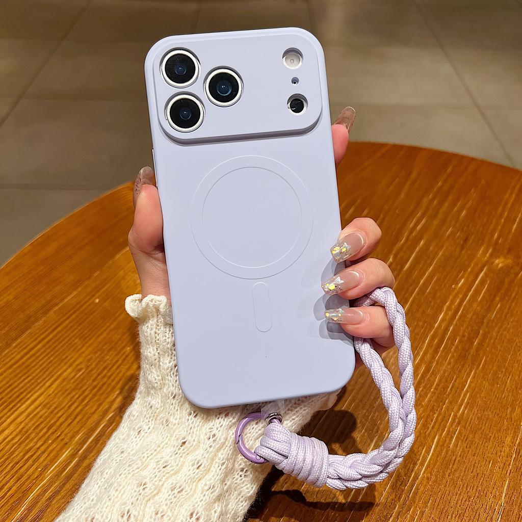 Матовый чехол-ремешок для iPhone 1 16 17 Pro Max 11 12 13 14 с ремешком на запястье, мягкий чехол из жидкого силикона