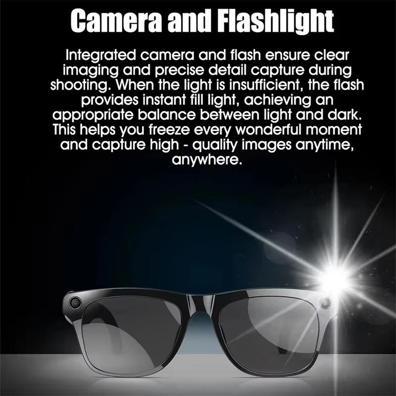 Smart 8K AI Glasses with 100W Camera Chat Gpt Touch Outdoor Sport Sunglasses Bluetooth Calling Music Player Image Stabilization for Men Women Gift