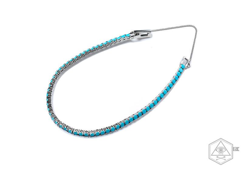 Bebello [Bs-393] Бирюзовый теннисный браслет