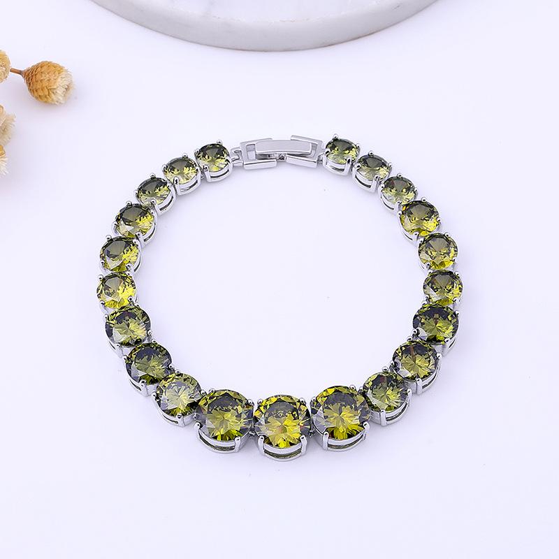 Браслет из циркония постепенного размера с медным покрытием из платины и инкрустированными драгоценными камнями, круглое цветное сокровище.