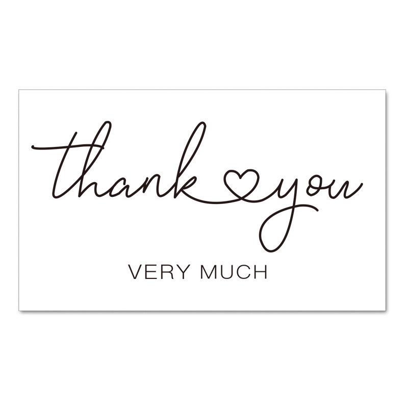 Black Thank You Greeting Cards, 50 Sheets/Pack
