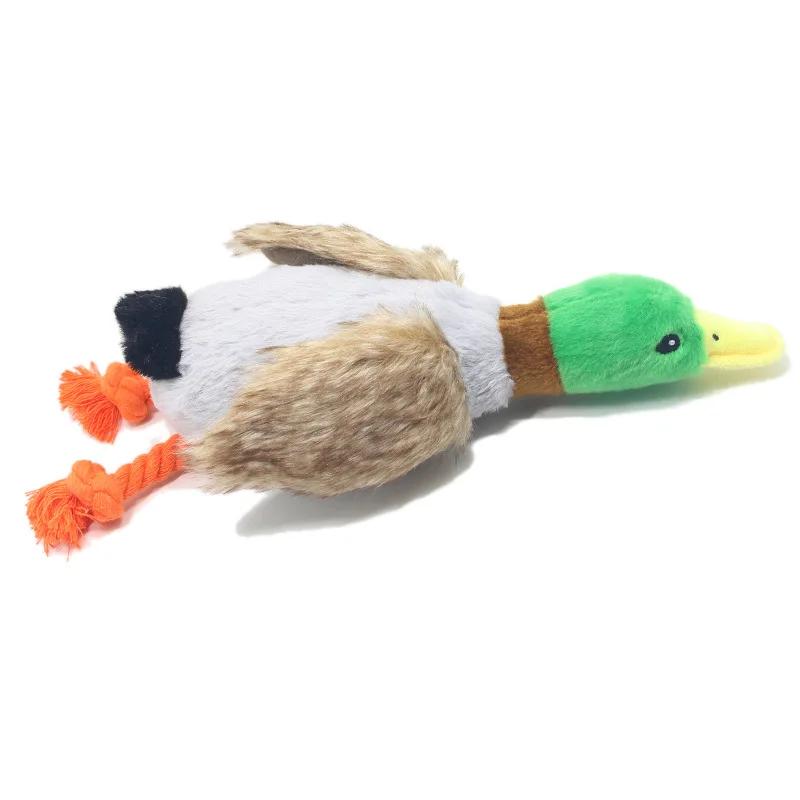 Durable Dog Chew Toys Cute Plush Duck Sound Toy Stuffed Squeaky Animal Squeak Dog Toy Cleaning Tooth Dog Chew Rope Toys