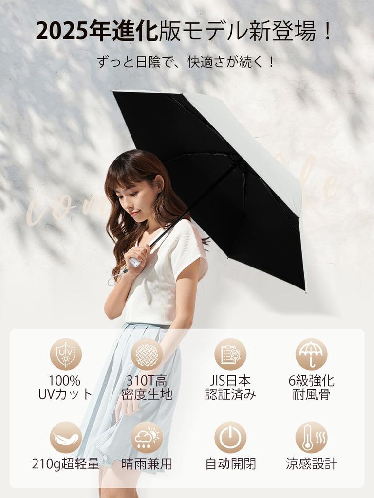 Parasol Folding Umbrella Newest 310T High Density Fabric Fully Blackout Ultra Lightweight Reinforced Wind Resistant Umbrella Summer Shield Protection