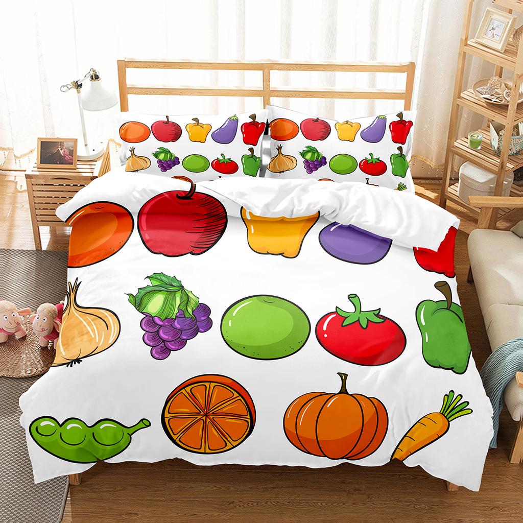 Пододеяльник с рисунком из мультфильма «Фрукты короля и королевы» с милым рисунком овощей, комплект постельного белья, цветной пододеяльник из полиэстера