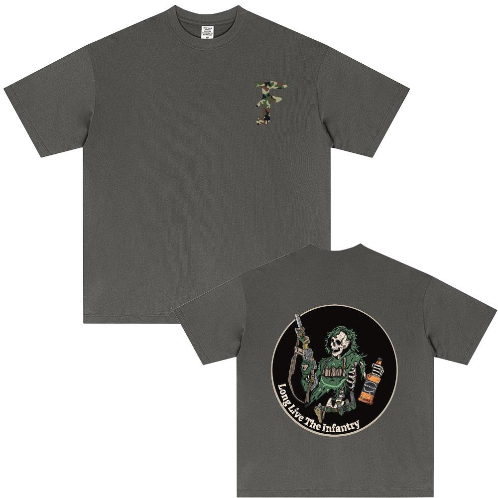 Футболка Forward Observations Group Да здравствует Пехота Летняя Мужская Винтажная Оверсайз Футболка Мужская С Принтом Скелета