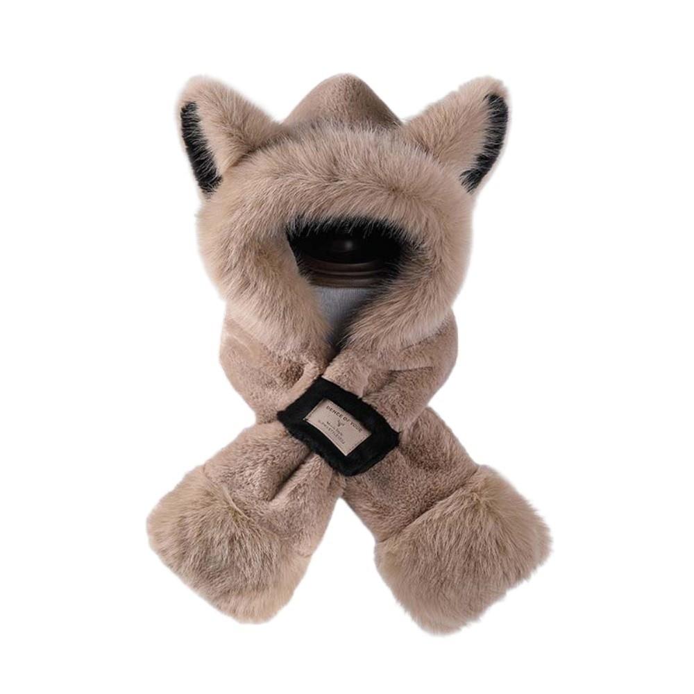 Cartoon Animal Ear Scarf Hat 2 IN 1 Ear Protection Cap Lei Feng Cap Winter Plush Hat Outdoor