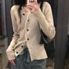 V-neck Sweater Knitted Cardigan for Women Autumn and Winter Sense Layering Design Unique Long Sleeved Sweater Cardigan Female