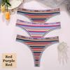 3 шт./компл. красочные полосатые хлопковые женские трусики сексуальные стринги нижнее белье женские дышащие стринги нижнее белье трусики с Т-образной спинкой