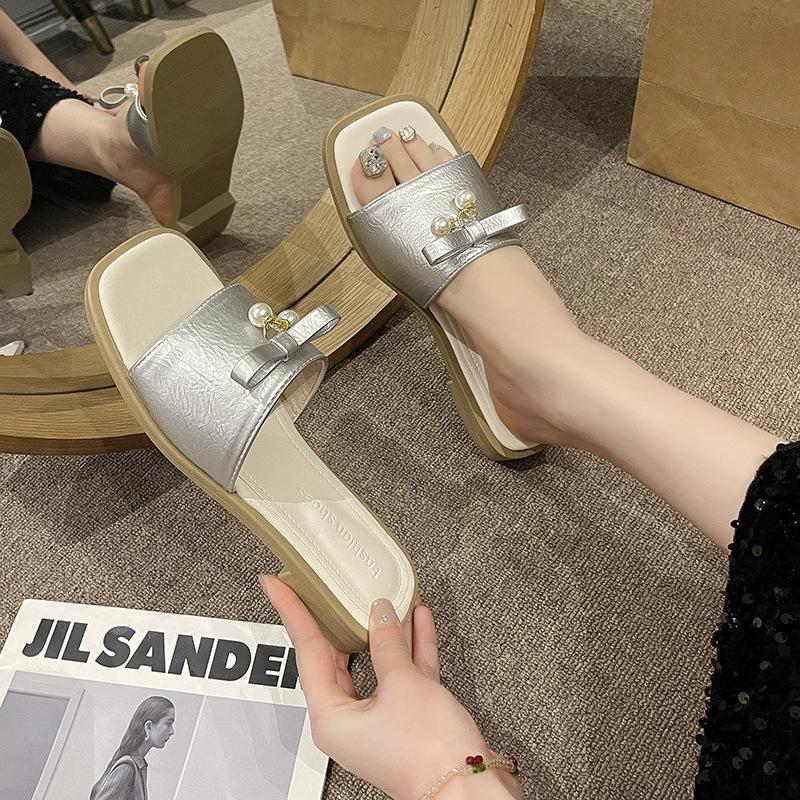 Сказочный ветер прохладные тапочки 2025 лето новые классические прохладные тапочки элегантные, модные и удобные уличные тапочки на перемычке женские