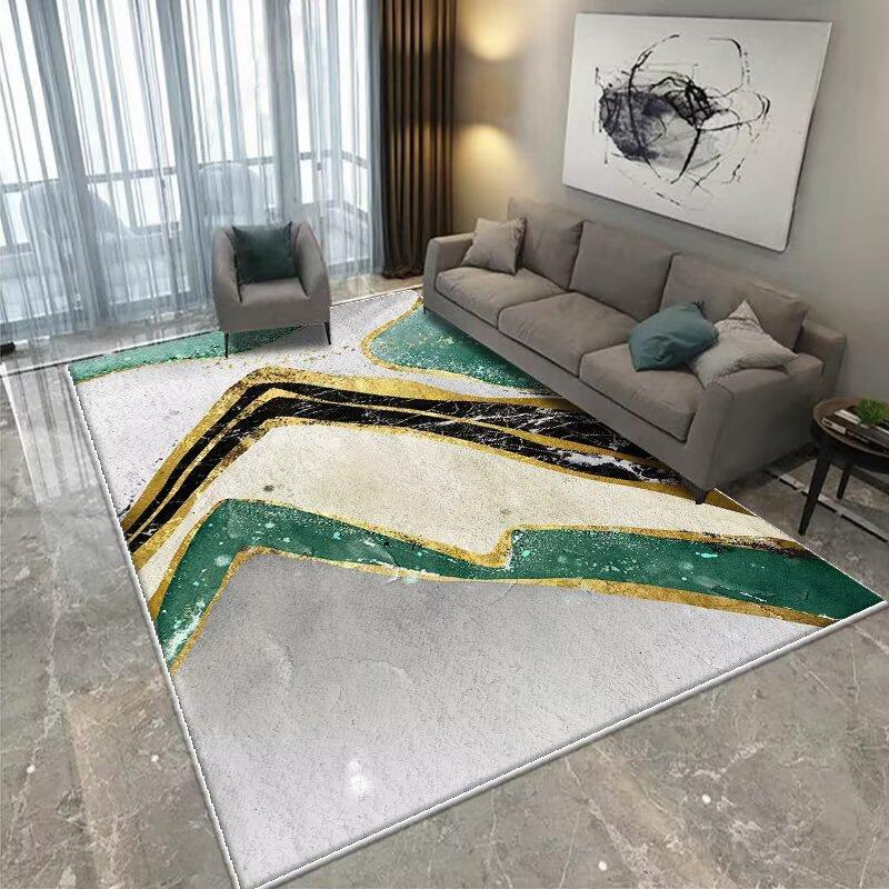Современный КОВЕР ДЛЯ ГОСТИНОЙ Нескользящий Домашний Декор Роскошный Легкий Роскошный Золотой Синий Ковер для Зоны Моющийся Коврик для Гостиной Прикроватная Комната