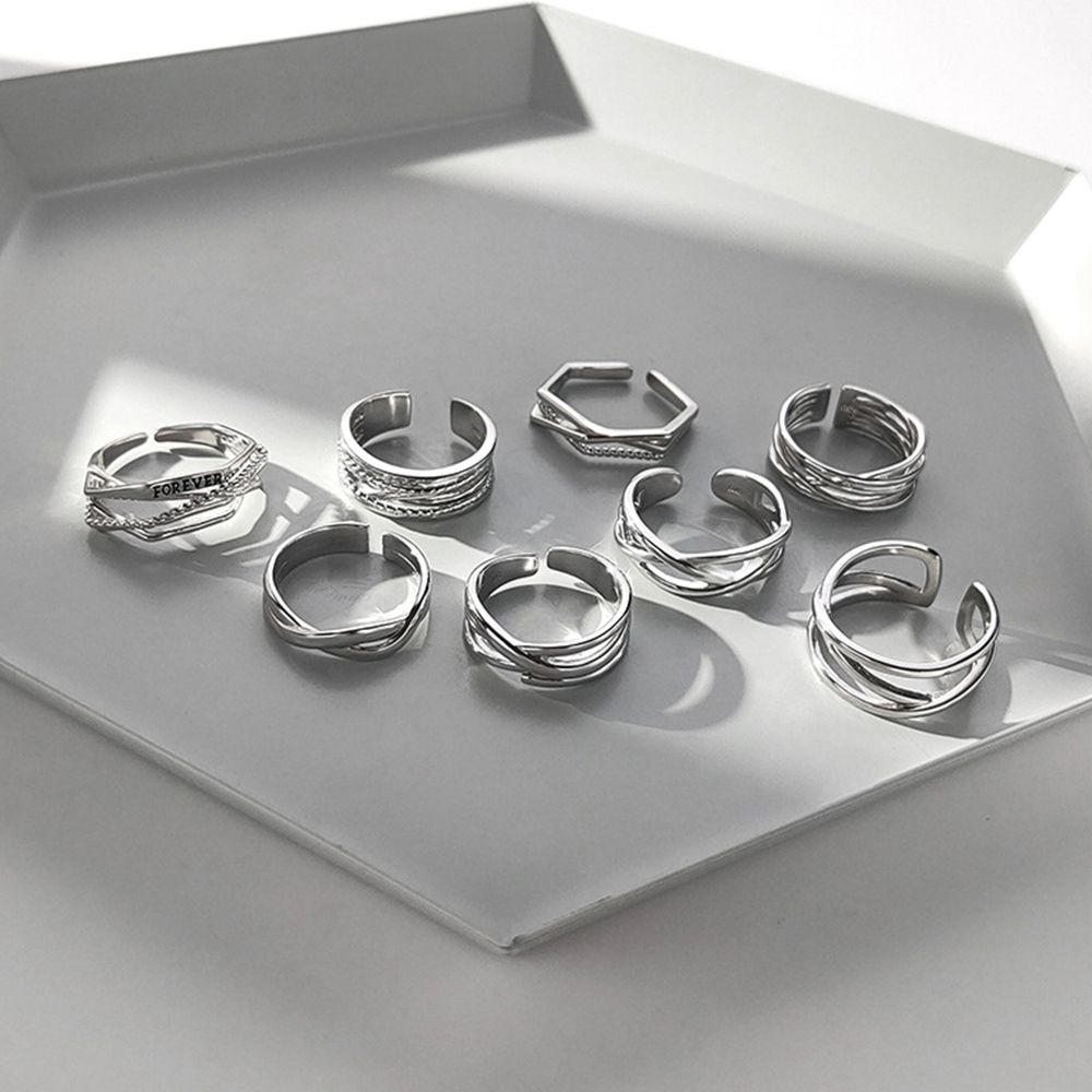 Day Gift Personality Korean Style Jewelry Men Geometric Ring Punk Finger Buckle Line Ring