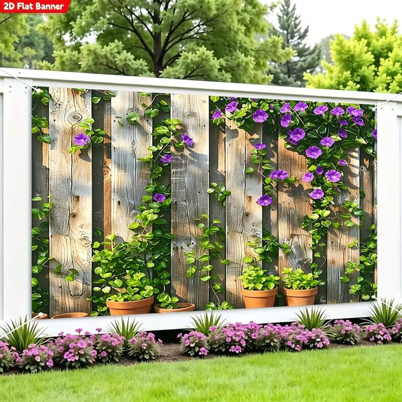 2D Rustic Board Potted Flower Background for Country Spring Birthday Party Decoration