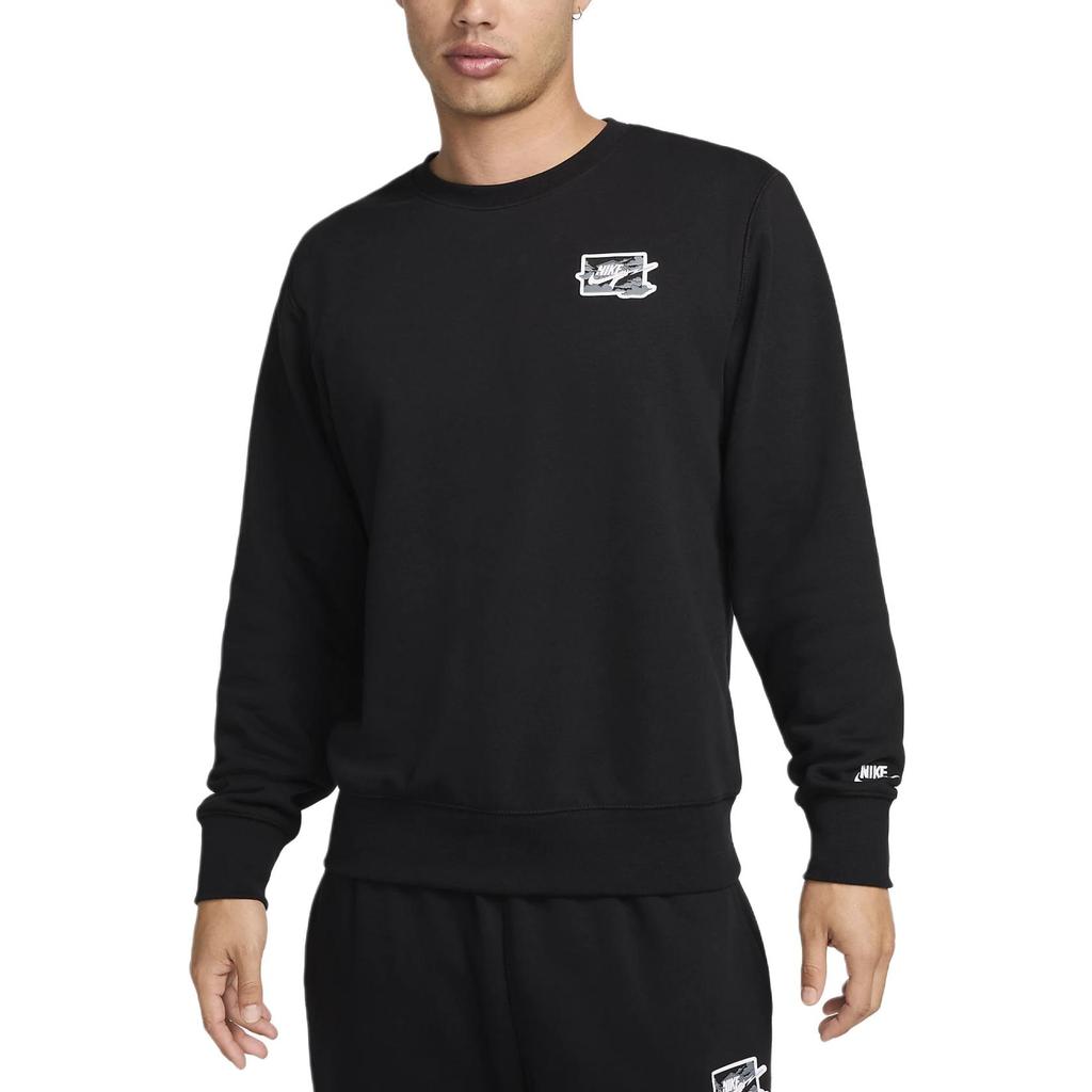 Nike Клубный махровый свитшот с круглым вырезом, спортивный, повседневный, удобный, дышащий, мужской свитшот, черный, белый FZ0765010
