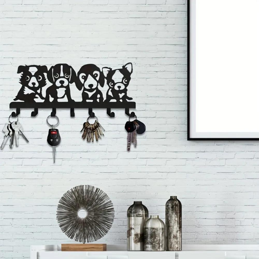 Стильный металлический настенный крючок в форме собаки, легко устанавливается и подходит для пальто, шляп, полотенец и ключей, идеальное дополнение к домашнему декору