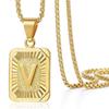 Monogram Necklace A-Z 26 Letters Pendants 18K Gold/Platinum Plated Square Capital Initial Necklaces for Women Men