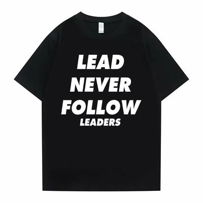 Футболка с принтом букв Rapper Chief Keef Lead Never Follow Leaders для мужчин, хип-хоп, модный тренд, мужская повседневная футболка