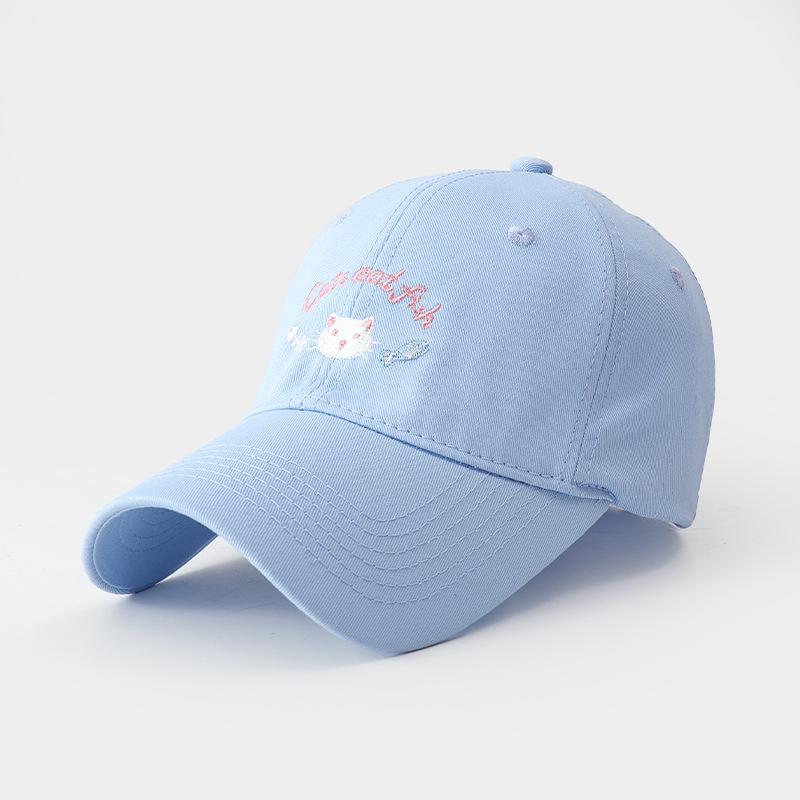 Sweet cute kitten embroidered hat women's fashion dopamine baseball cap face small shade cap