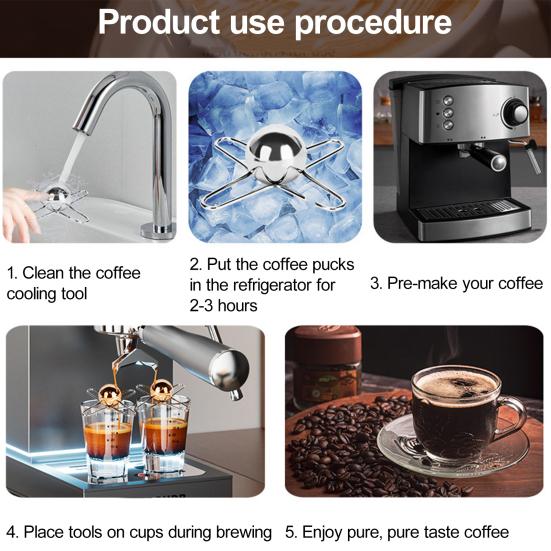 Coffee Cooling Tool with Stainless Steel Ice Sphere Unlock Coffee True Flavors Ice Ball Tools for Coffee Bourbon Cocktails Reusable Coffee Accessories
