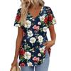 Women's Loose Casual Print V-Neck Short Sleeved T-Shirt Top Short Sleeved T-Shirt Top