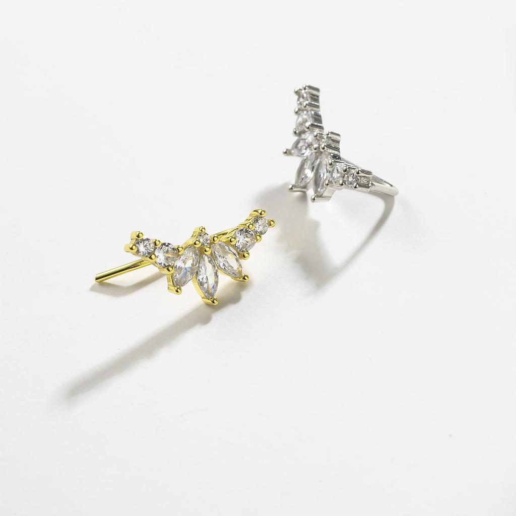 ANDYWEN Серьги-альпинисты из стерлингового серебра 925 пробы, золото, прозрачный цветок, циркон, нить, булавка, модные вечерние овалы, роскошные ювелирные изделия в виде королевы