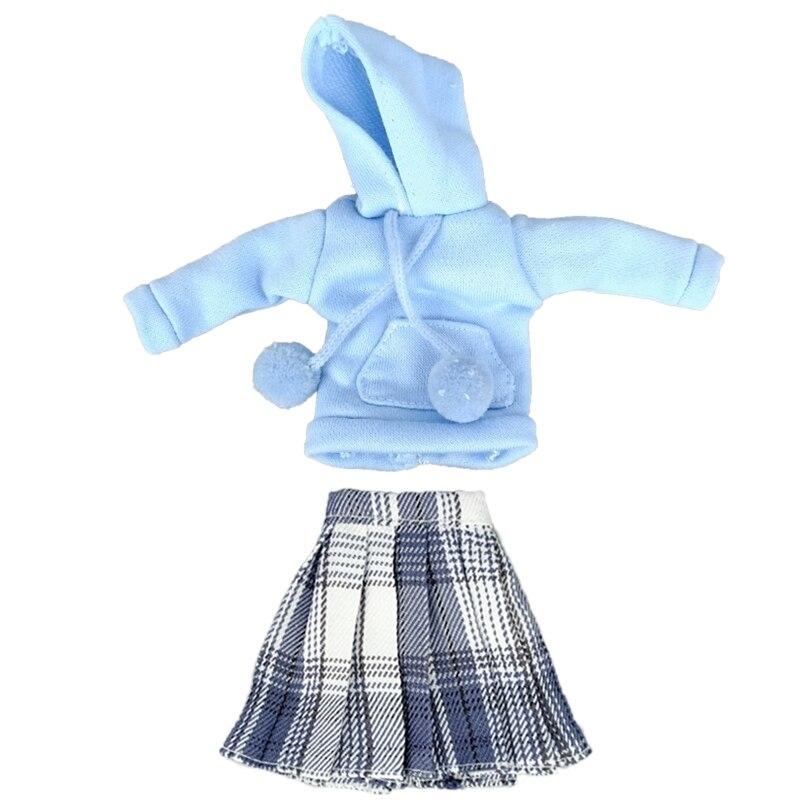 Модные толстовки с капюшоном, плиссированная юбка для куклы Барби, одежда, комплект одежды для студентов, 1/6 аксессуары для кукол, игрушки в подарок