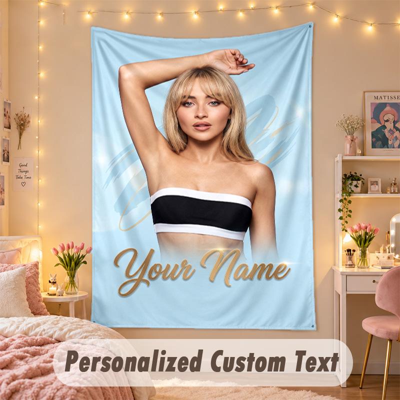 Custom Personalized Tapestry,Sabrina Carpenter Print Custom Name Text Wall Art Hanging for Bedroom