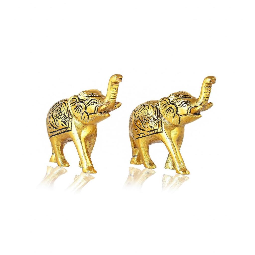 Set of 2 Trunk Up Elephant Decorative Items for Home, Show Pieces for Home Decor,Elephant Decorative Items for Living Room,Showpiece